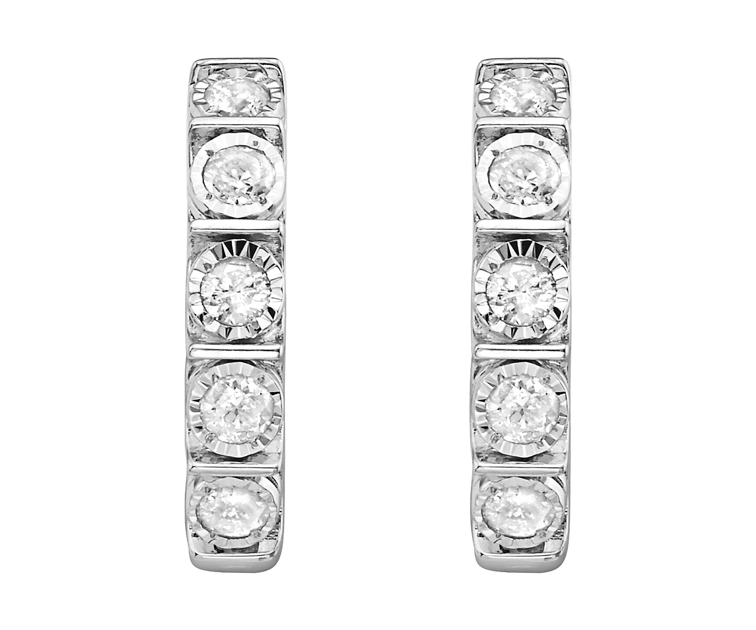 Sterling  Silver 5/8 ct. t.w. Diamond Hoops