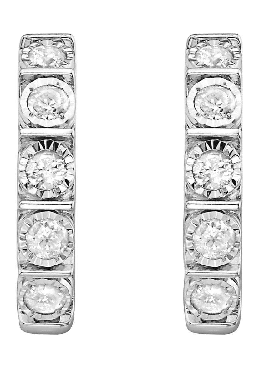 Sterling  Silver 5/8 ct. t.w. Diamond Hoops