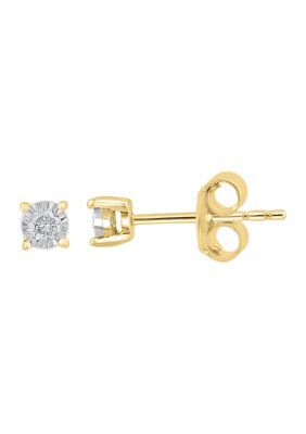 Effy Diamond Stud Earrings In 14K White And Yellow Gold