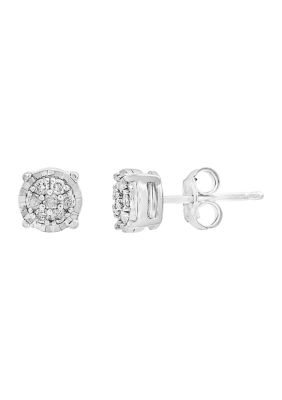 Effy Sterling Silver 1/4 Ct. T.w. Diamond Miracle Diamond Cluster Studs