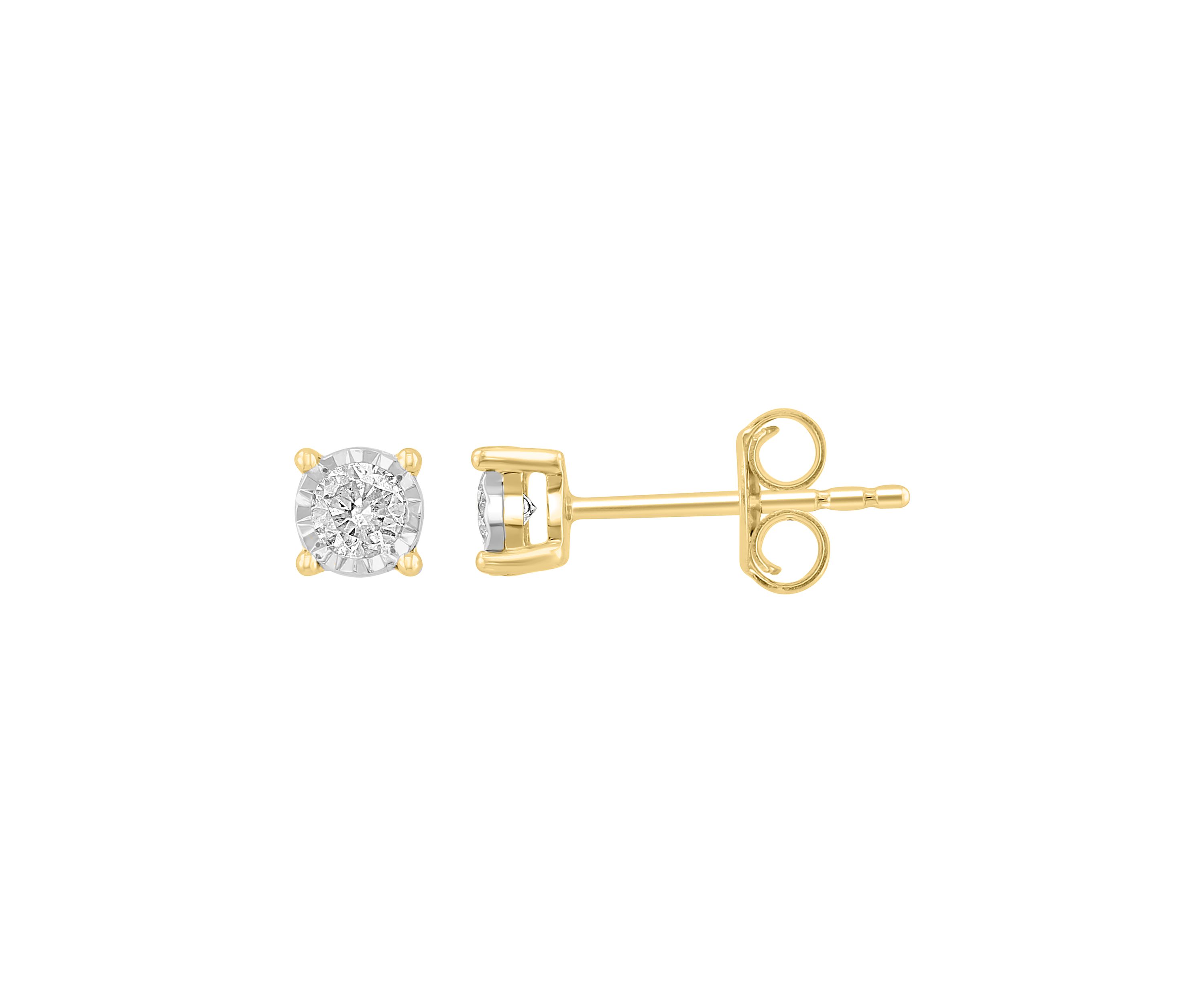 Diamond Stud Earrings in 14K White and Yellow Gold
