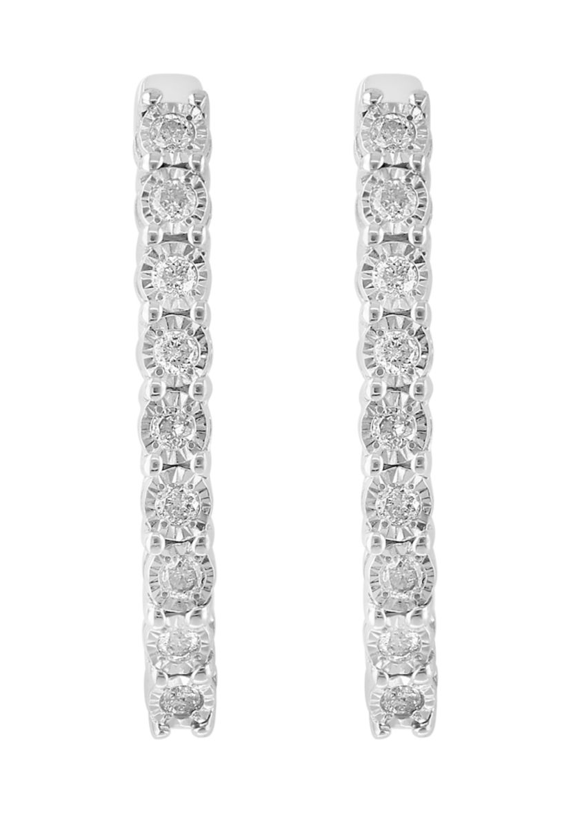 1/4 ct. t.w. Diamond Miracle Hoop Earrings in Sterling Silver