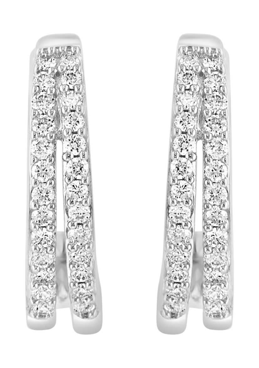 3/8 ct. t.w Diamond Hoop Earrings in Sterling Silver