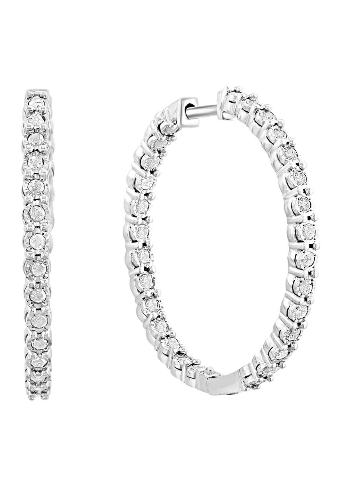 Sterling Silver Diamond Hoops