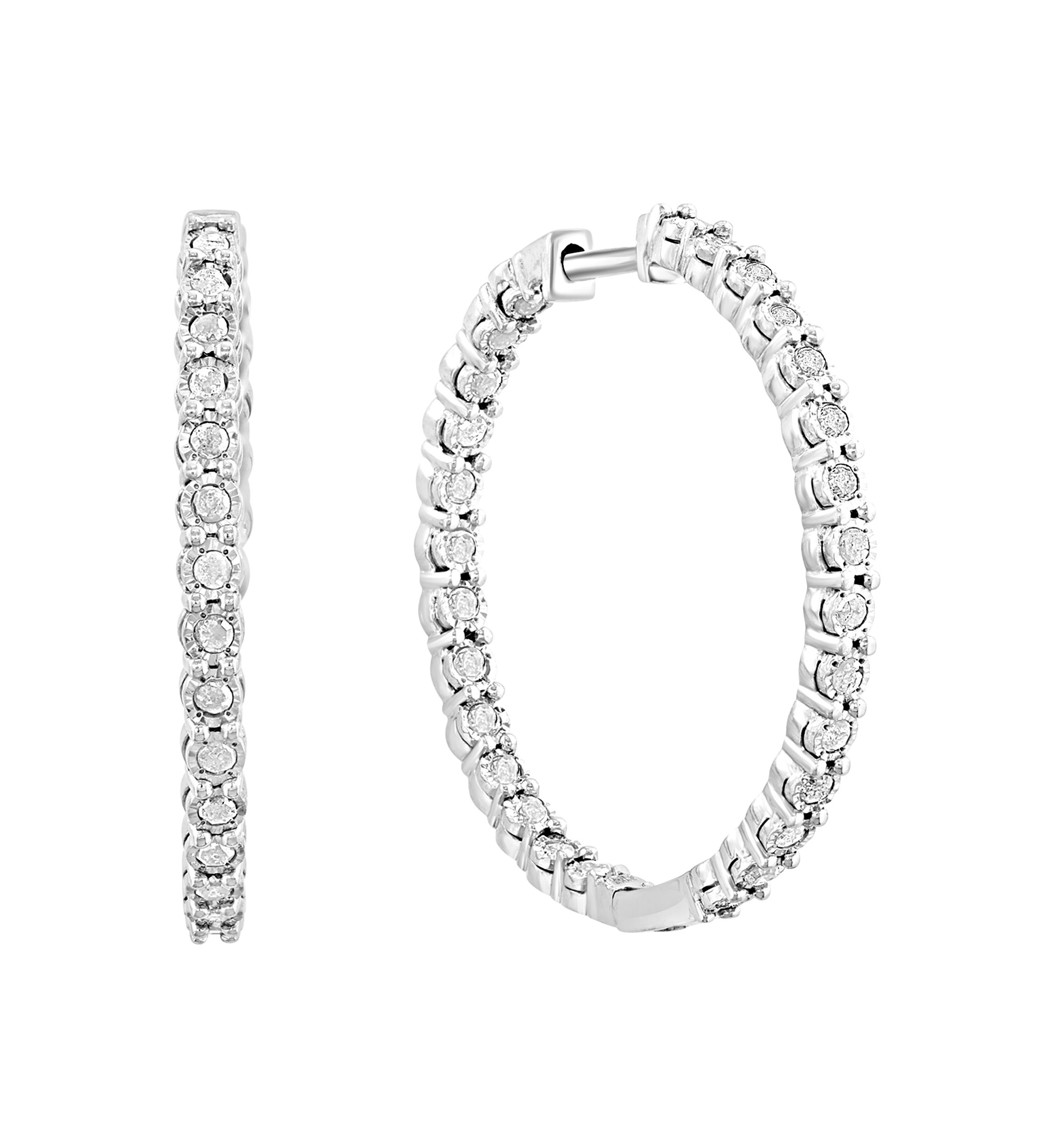 Sterling Silver Diamond Hoops
