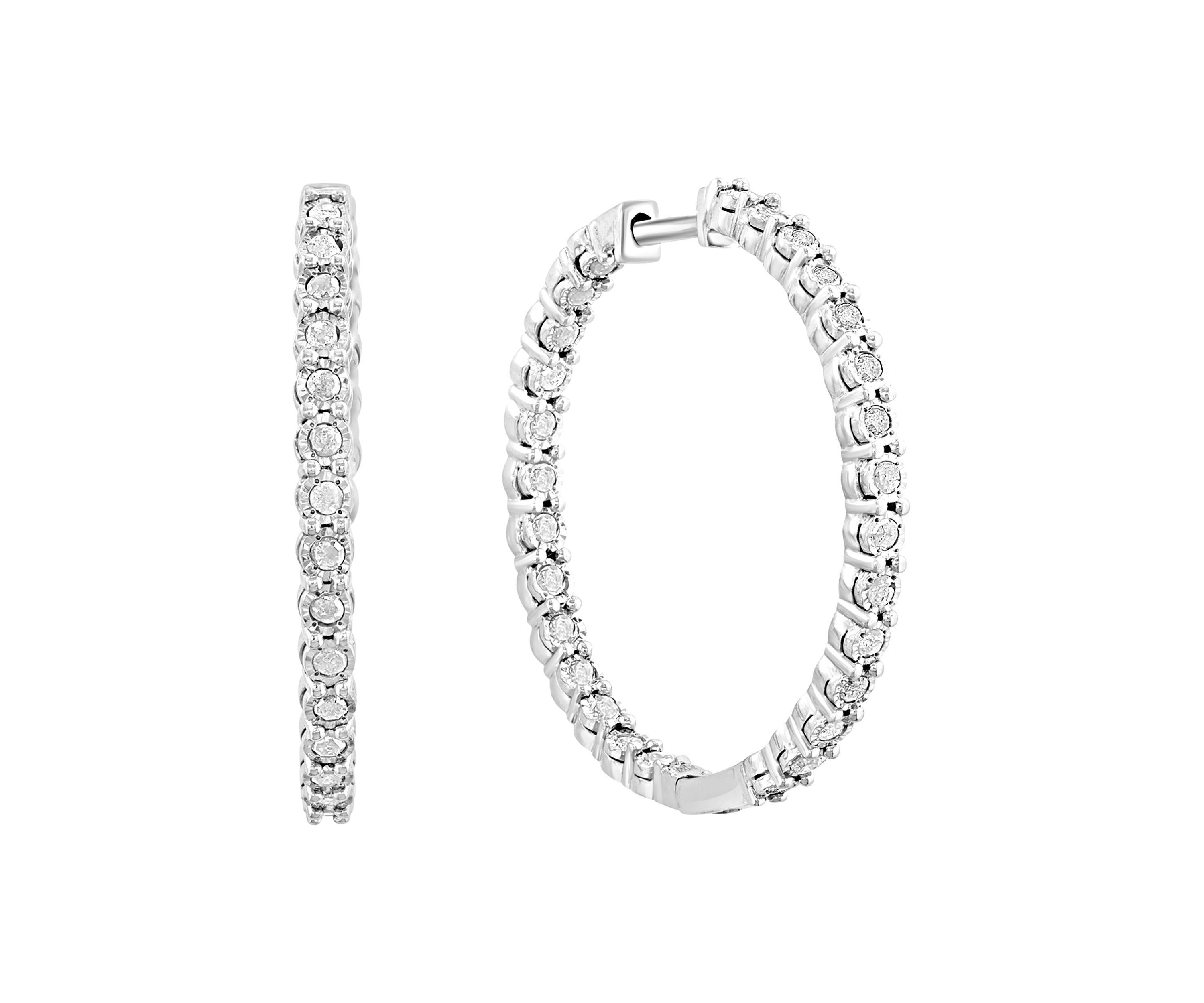 Sterling Silver Diamond Hoops
