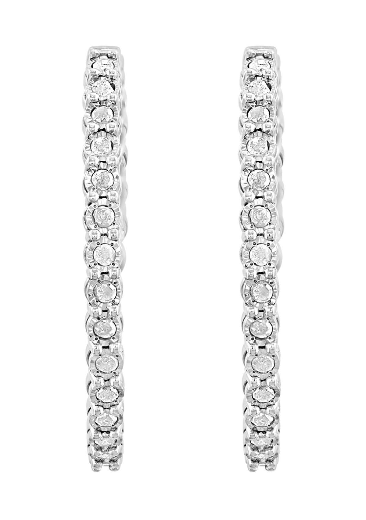 Sterling Silver Diamond Hoops