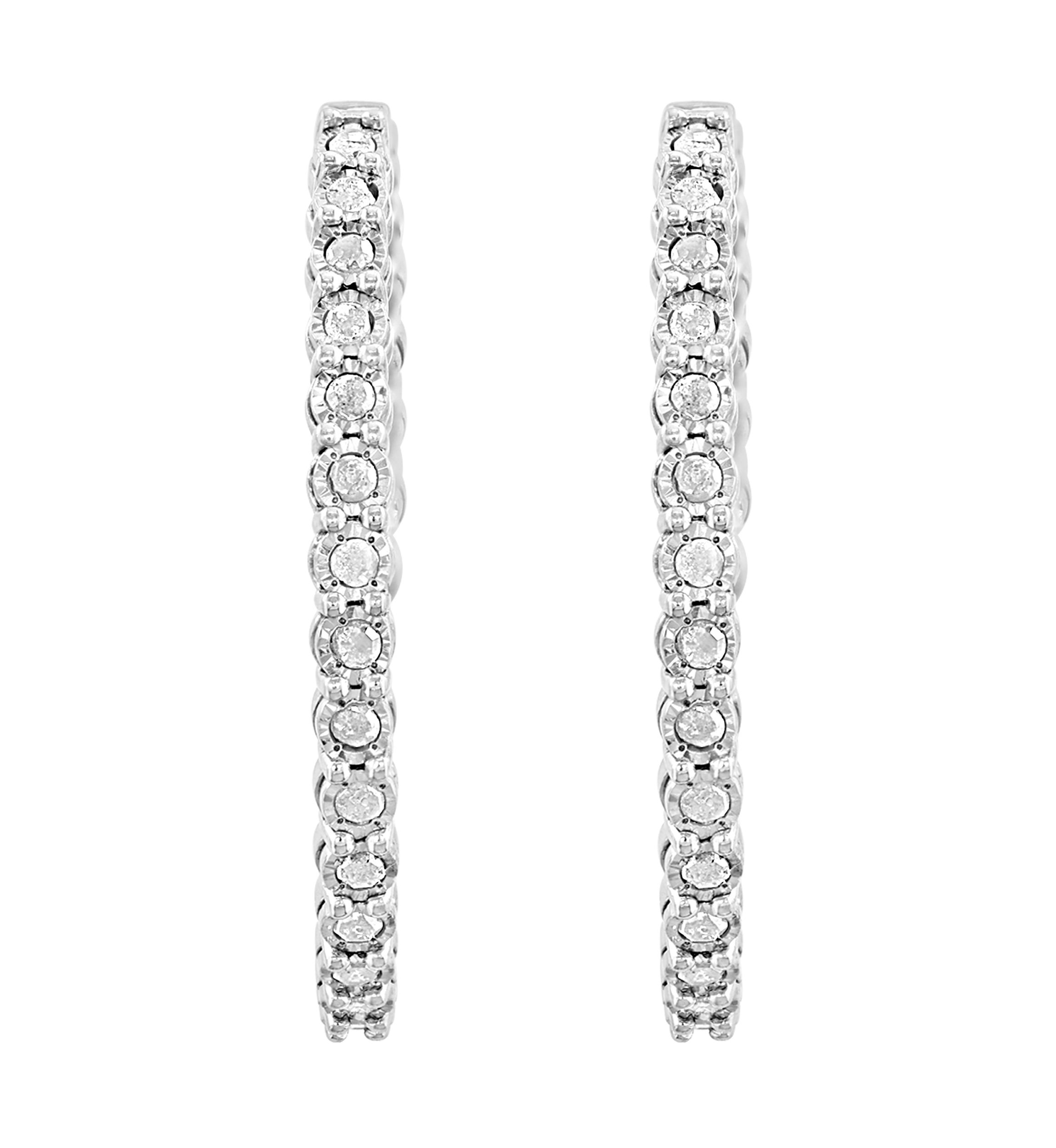 Sterling Silver Diamond Hoops