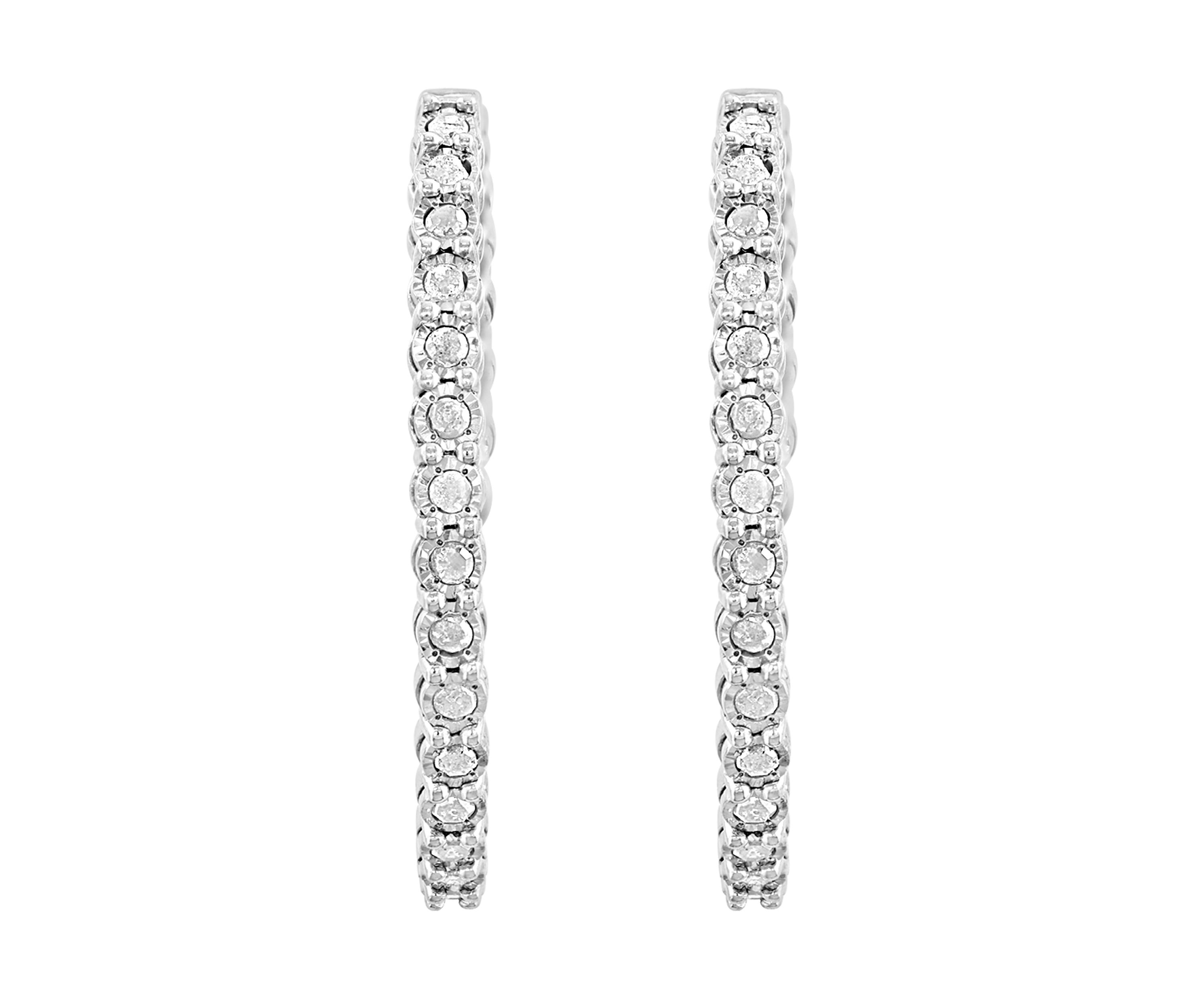 Sterling Silver Diamond Hoops