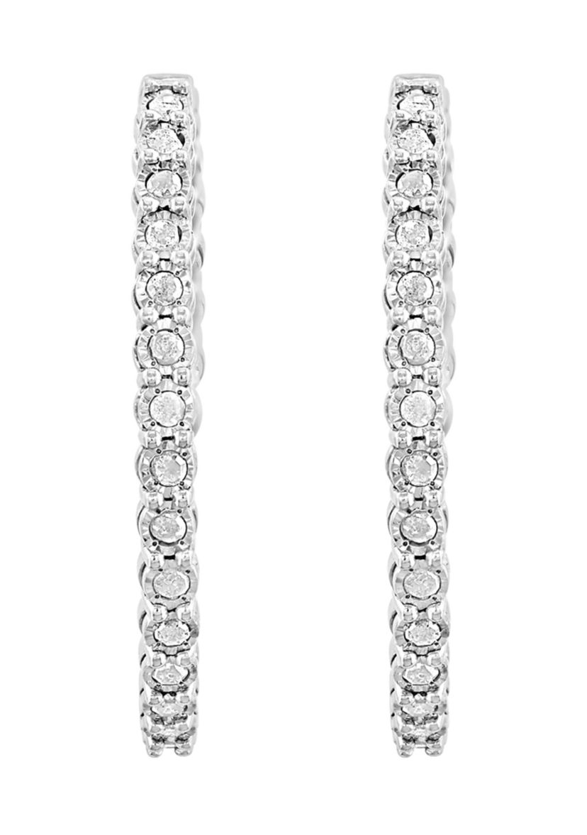 Sterling Silver Diamond Hoops