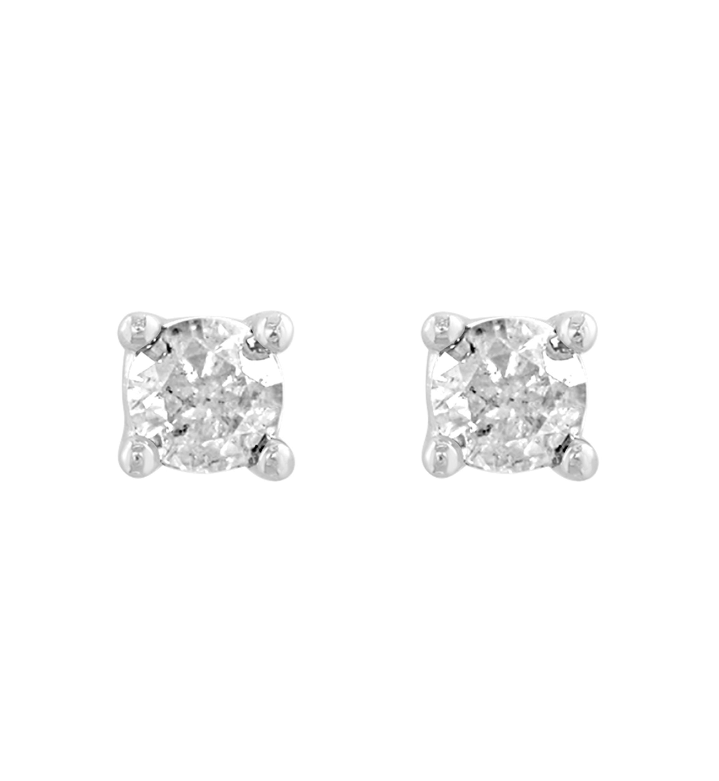 Sterling Silver Diamond Earrings