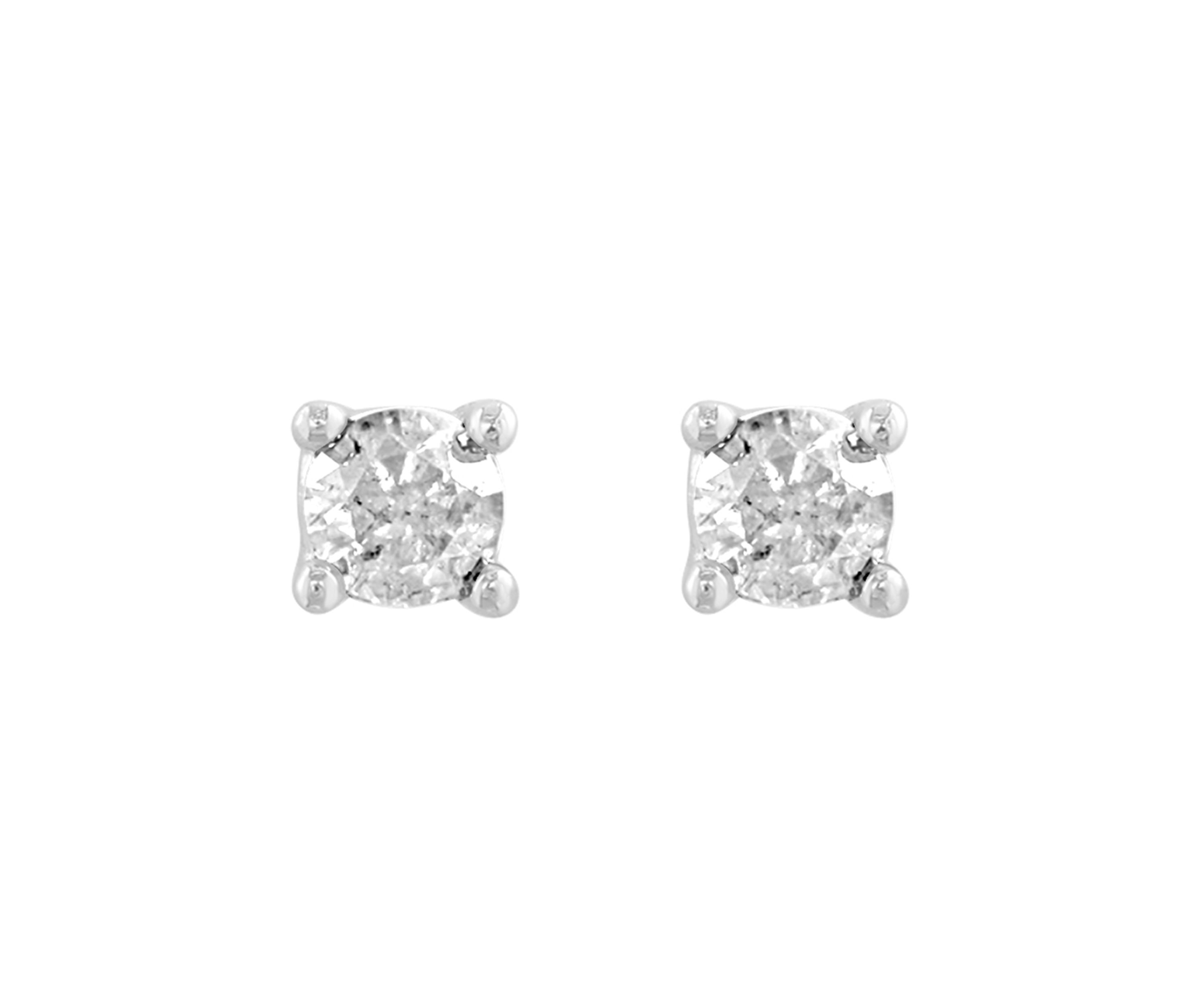 Sterling Silver Diamond Earrings