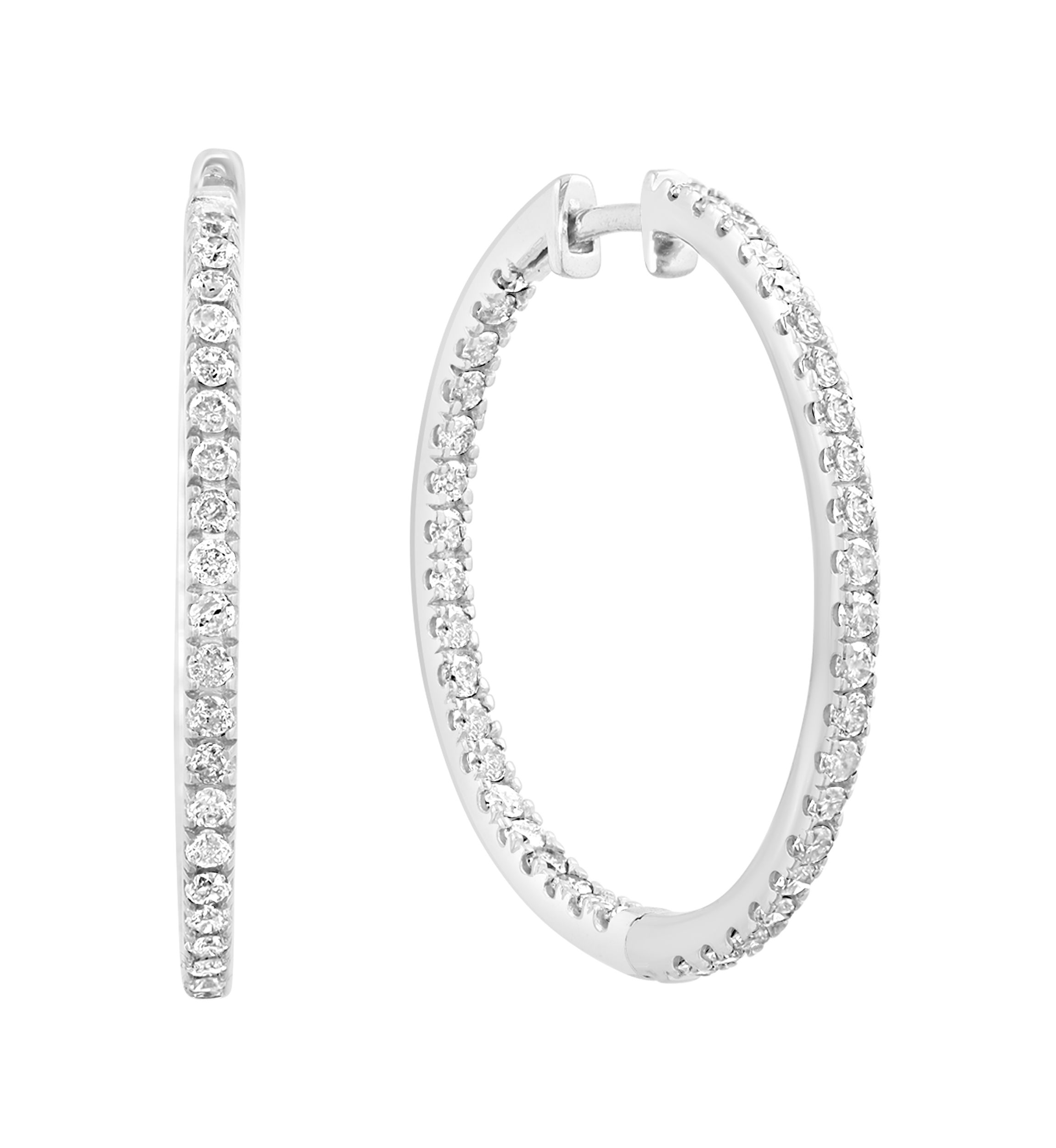 Sterling Silver Diamond Hoops