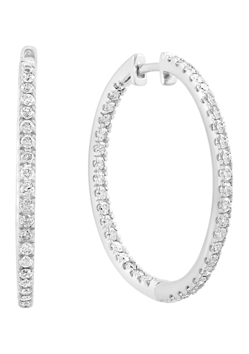 Sterling Silver Diamond Hoops