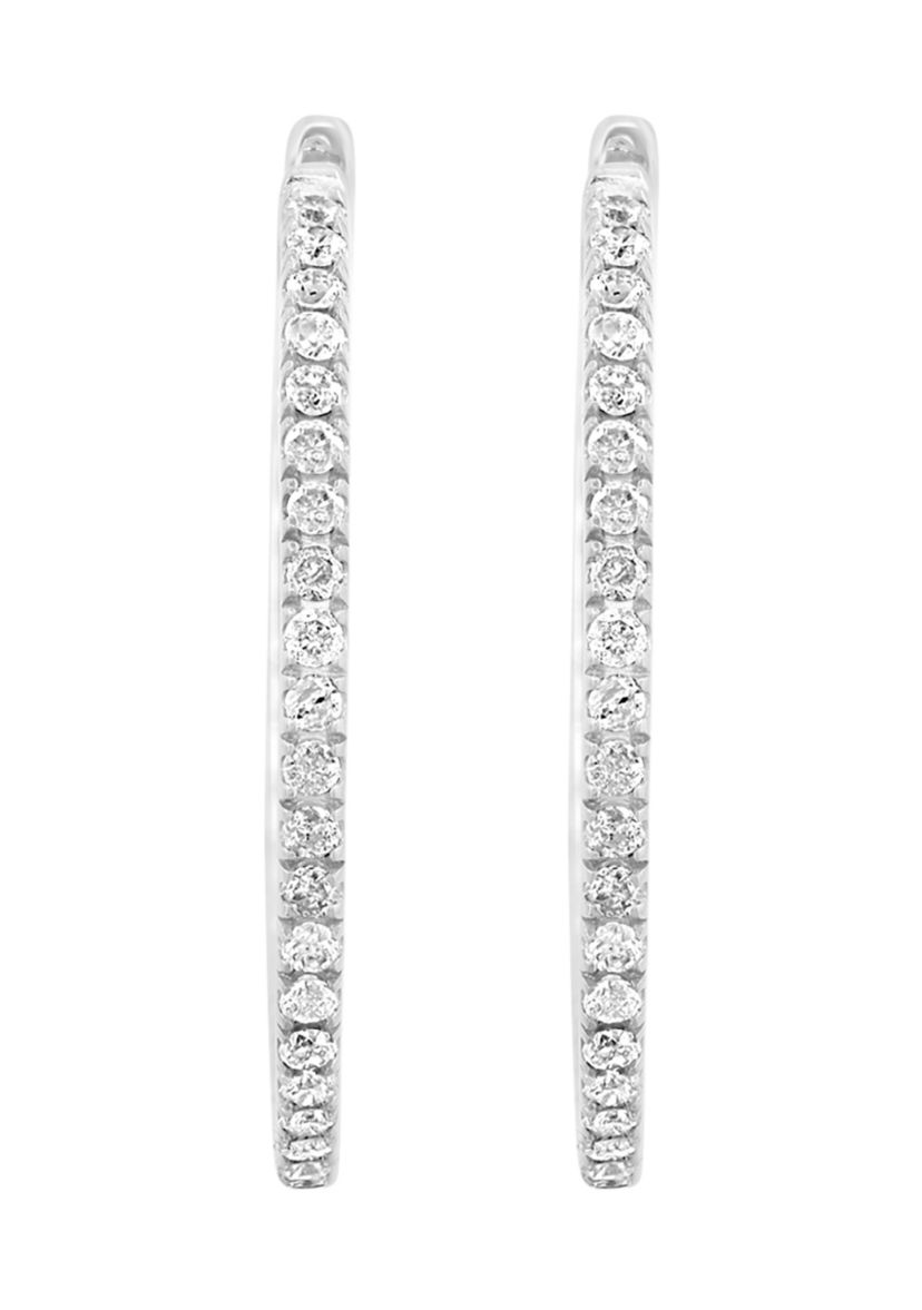 Sterling Silver Diamond Hoops