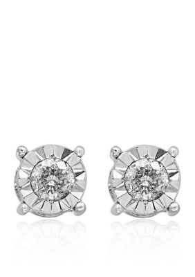 Effy 0.50 C.t. T.w. Diamond Stud Earrings In Sterling Silver, Gray -  0607649987503