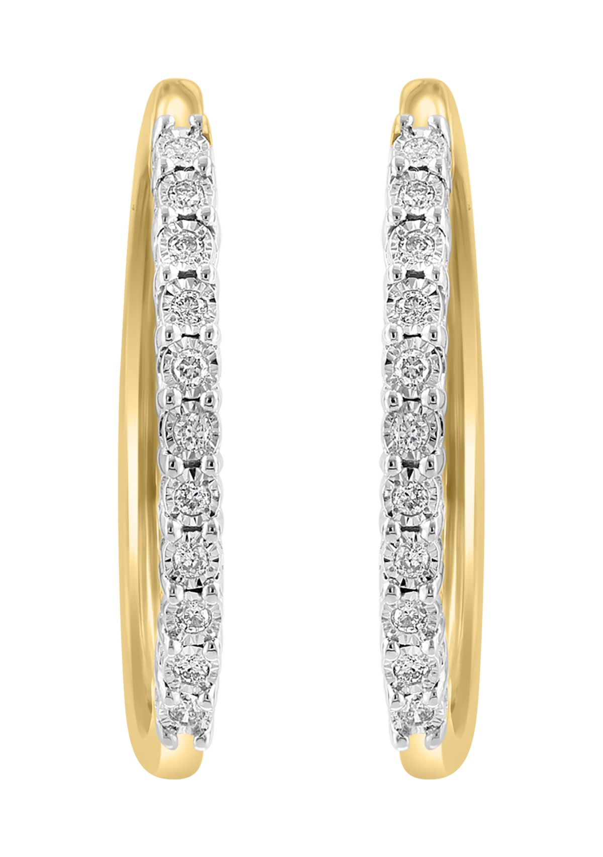 1/4 ct. t.w. Diamond Hoop Earrings in Gold Plated Metal