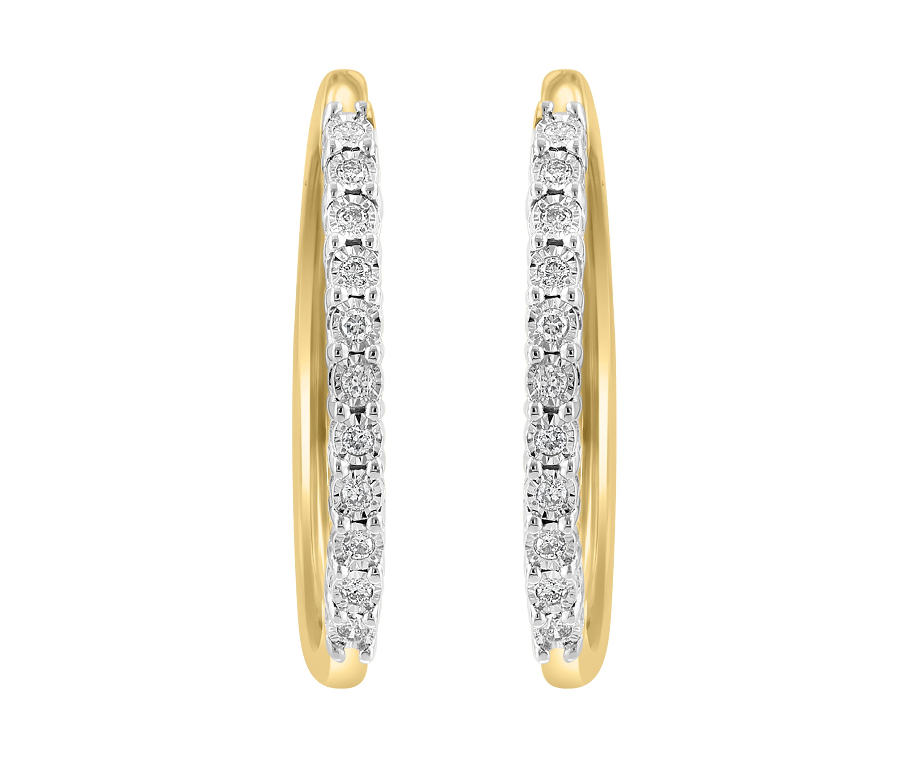 1/4 ct. t.w. Diamond Hoop Earrings in Gold Plated Metal