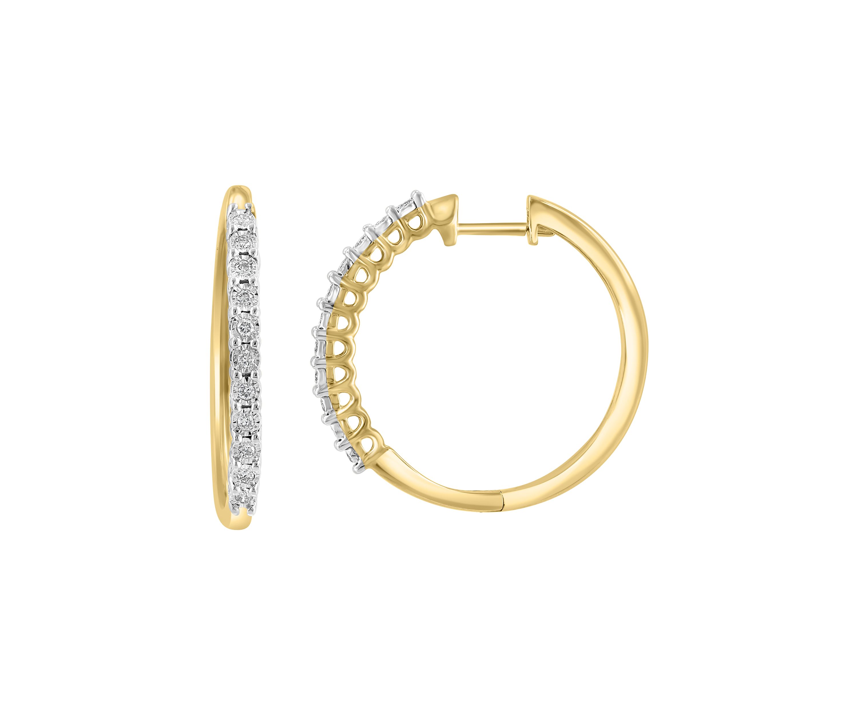 1/4 ct. t.w. Diamond Hoop Earrings in Gold Plated Metal