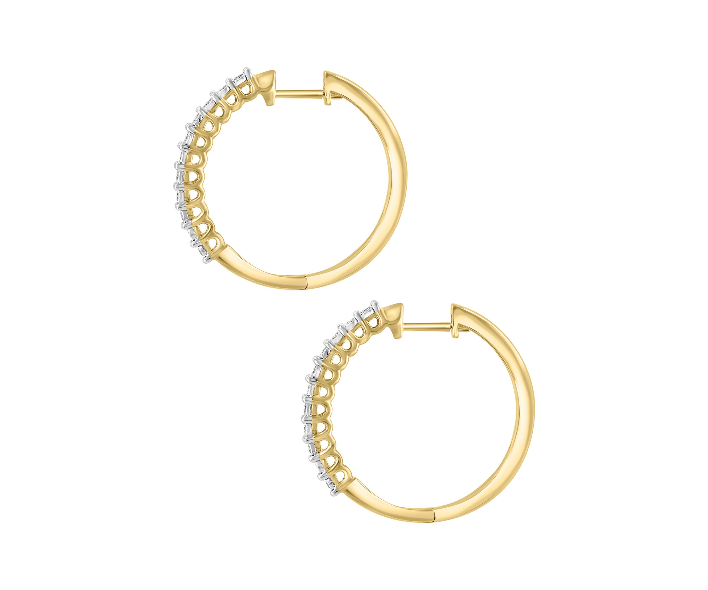 1/4 ct. t.w. Diamond Hoop Earrings in Gold Plated Metal