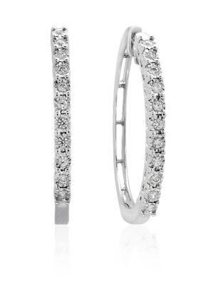Effy 0.24 Ct. T.w. Diamond Hoop Earrings In Sterling Silver -  0191120030678
