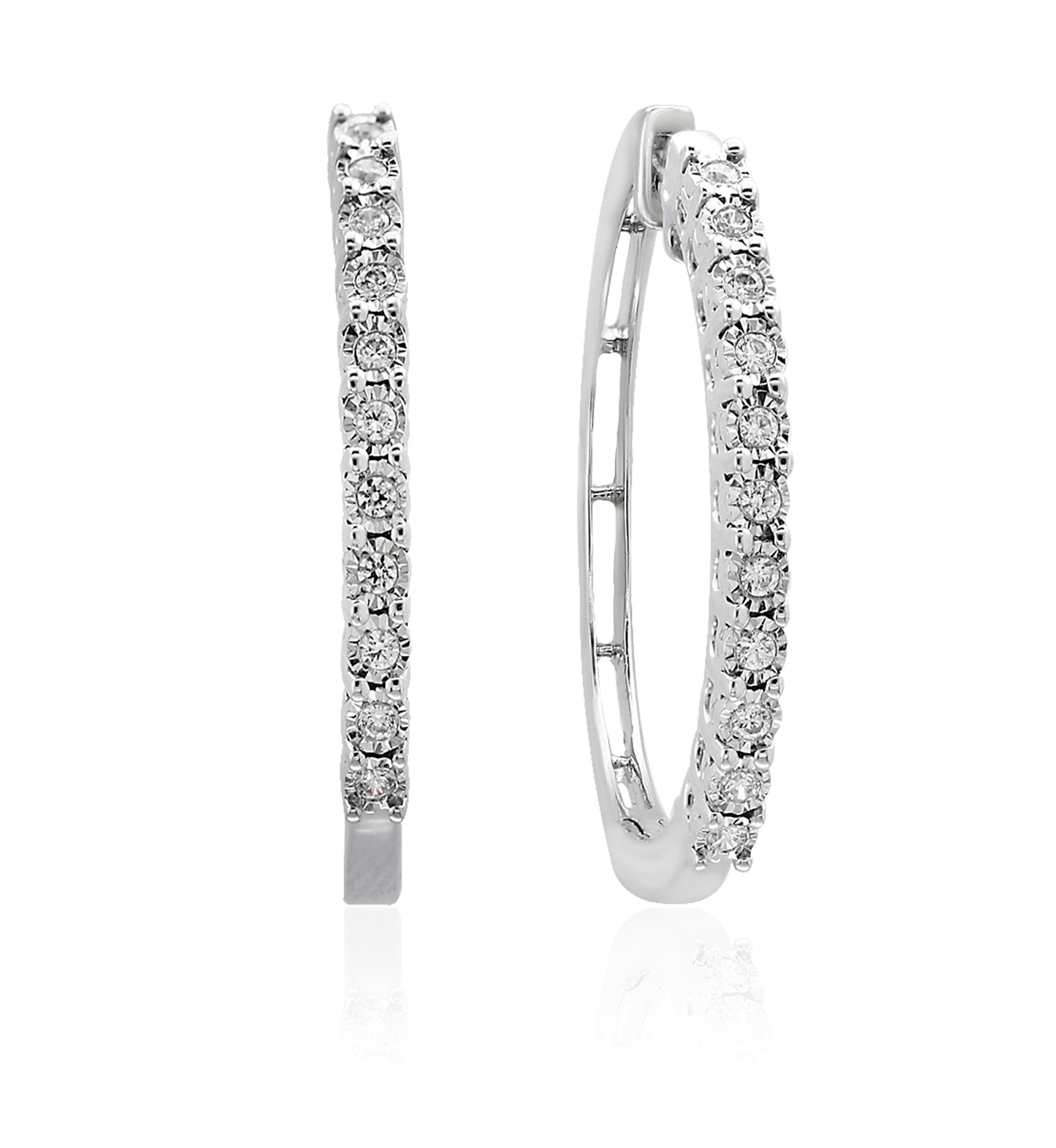 0.24 ct. t.w. Diamond Hoop Earrings in Sterling Silver