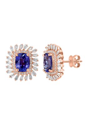 Effy 3/4 Ct. T.w. Diamond, 2.76 Ct. T.w. Tanzanite Earrings In 14K Rose Gold, Yellow -  0191120862767
