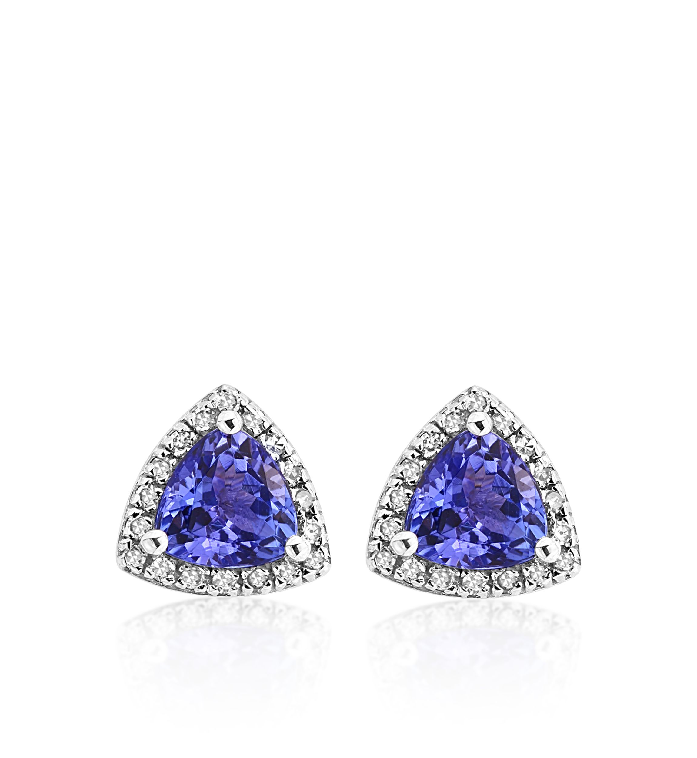 Tanzanite and Diamond Earrings in 14K White Gold