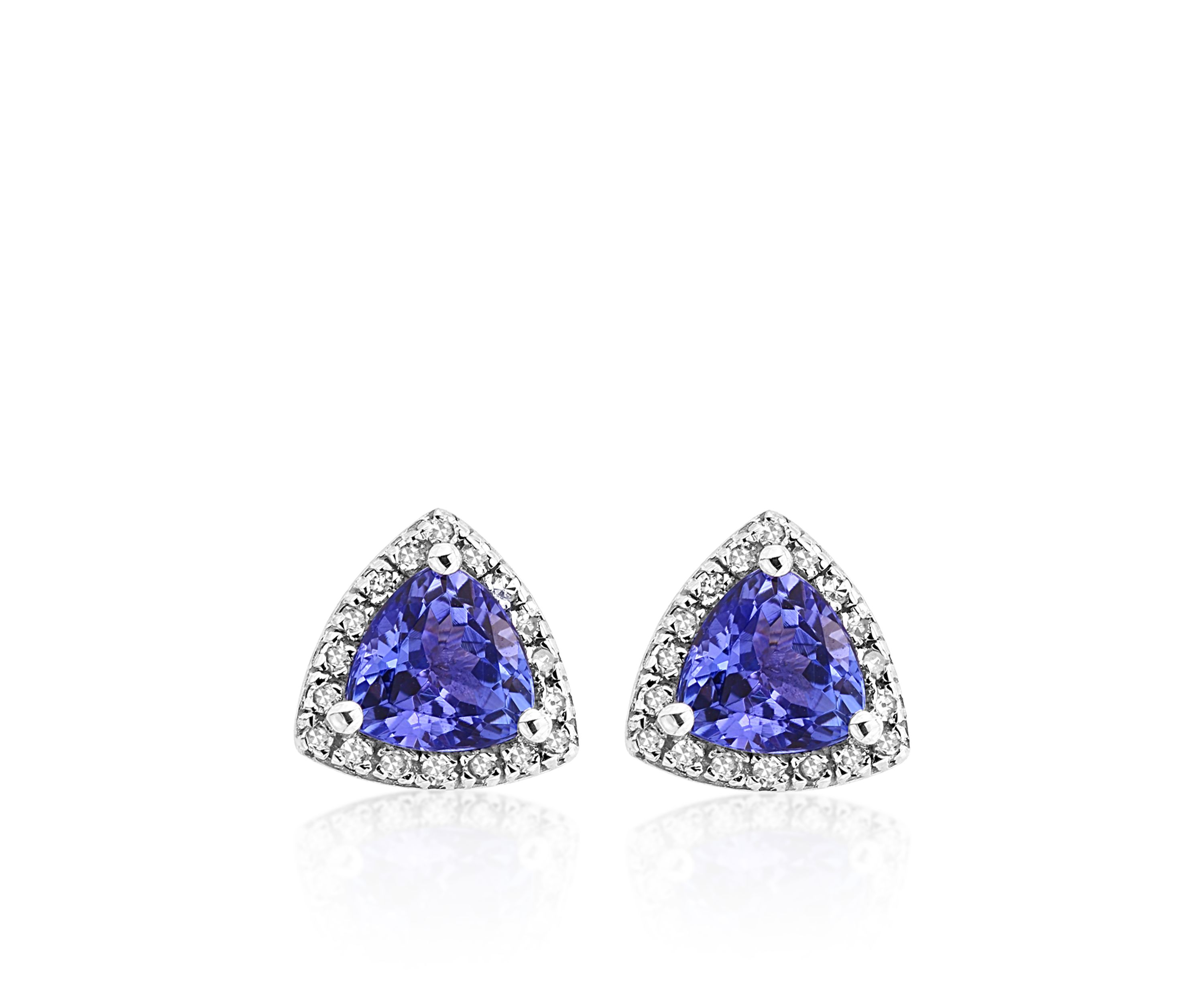 Tanzanite and Diamond Earrings in 14K White Gold