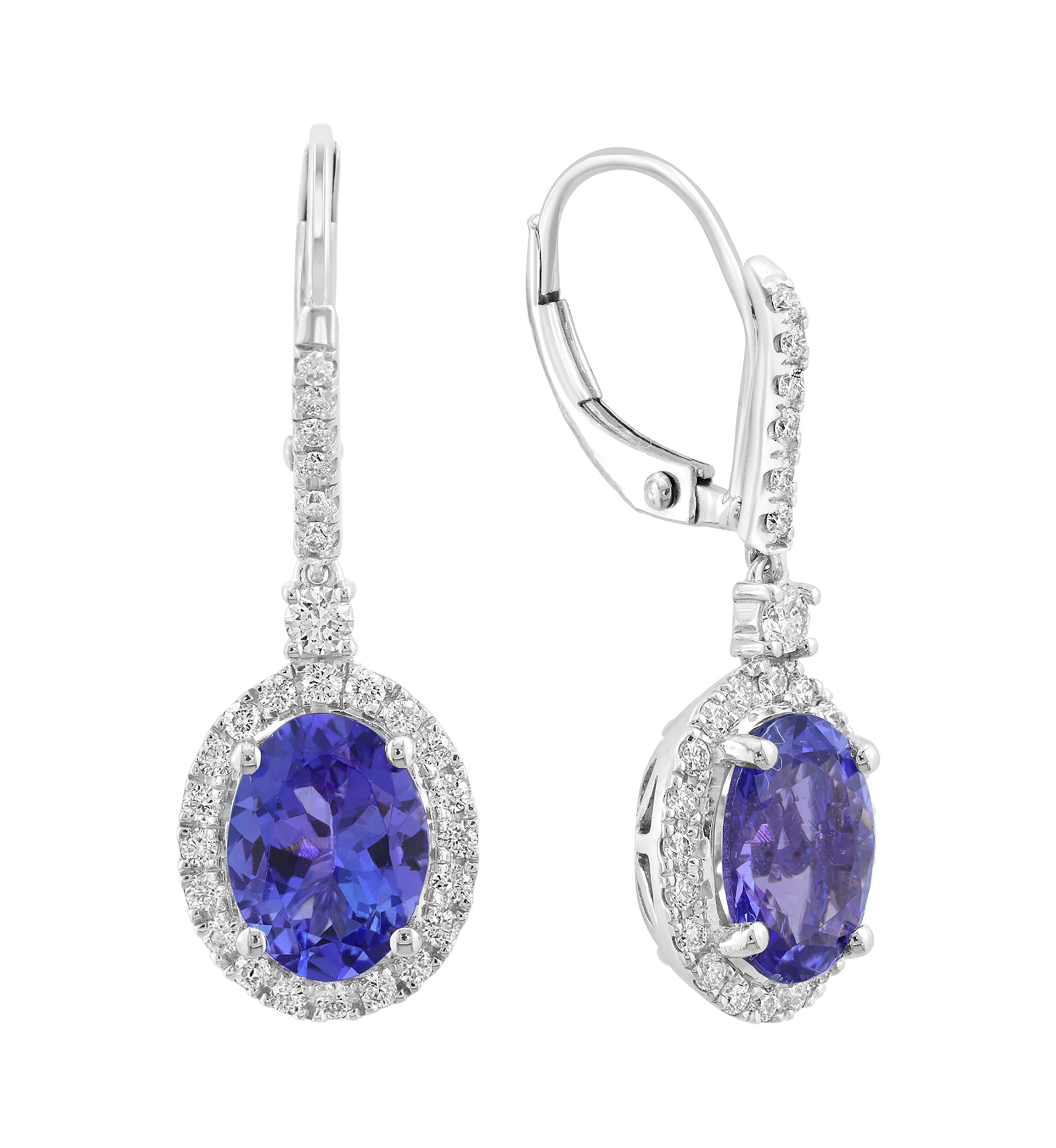 14K White Gold Diamond Tanzanite Earrings