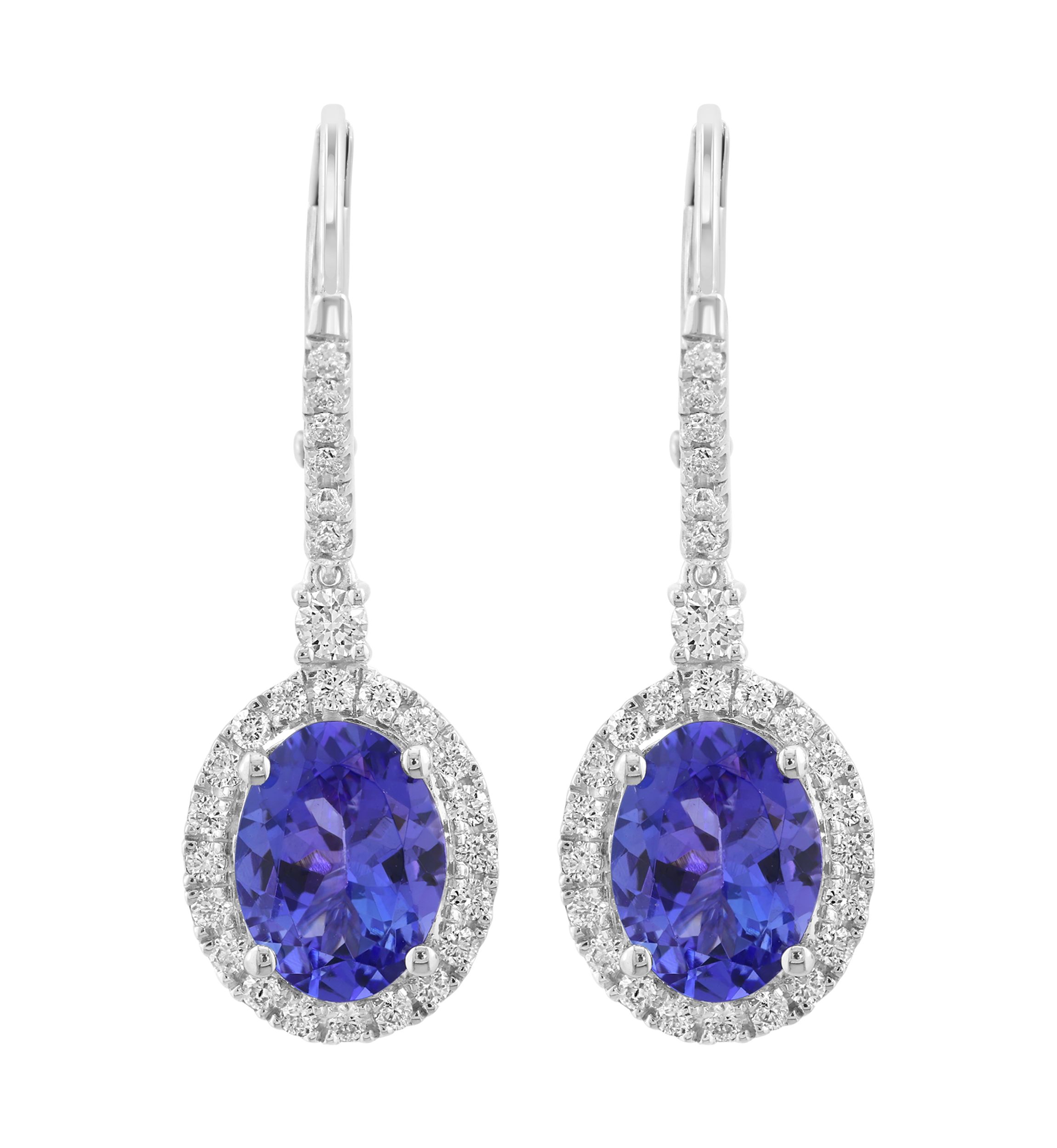 14K White Gold Diamond Tanzanite Earrings