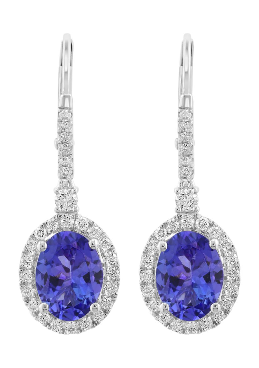 14K White Gold Diamond Tanzanite Earrings