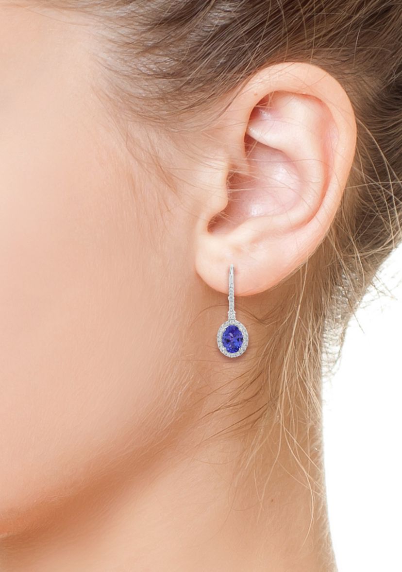 14K White Gold Diamond Tanzanite Earrings