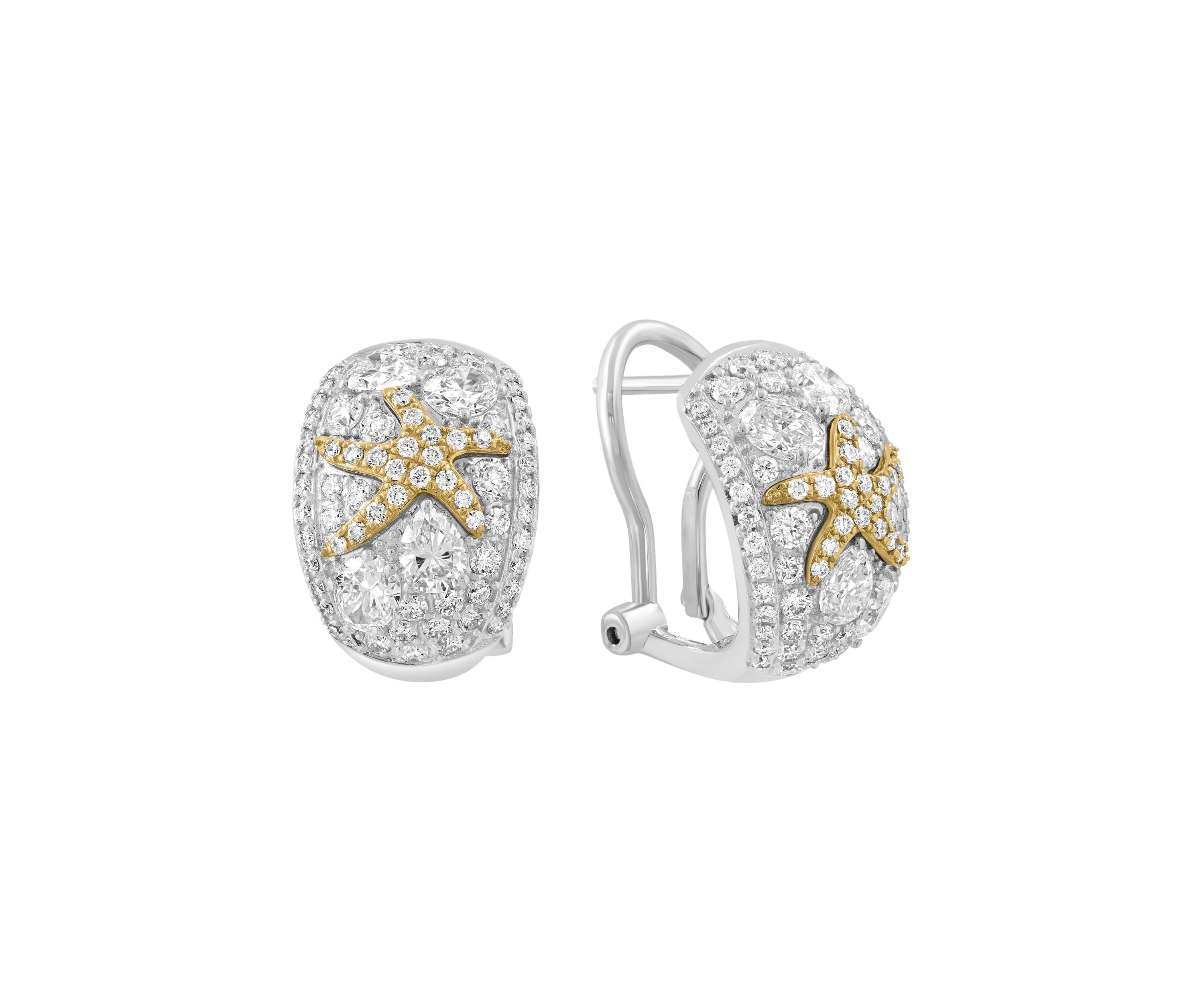 14K White and Yellow Gold Lab Grown Diamond Earrings 