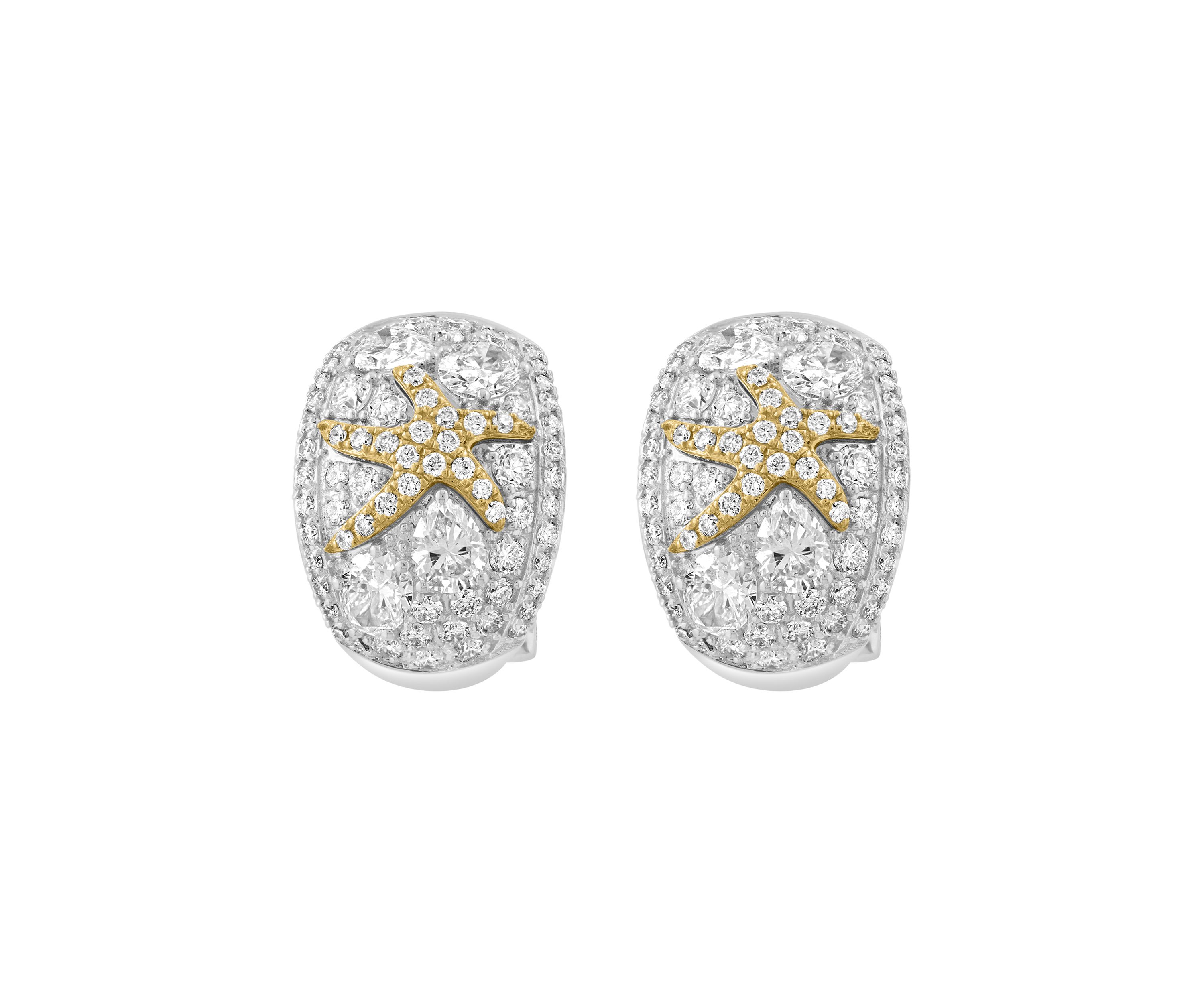 14K White and Yellow Gold Lab Grown Diamond Earrings 