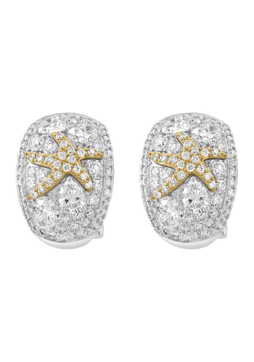 14K White and Yellow Gold Lab Grown Diamond Earrings 