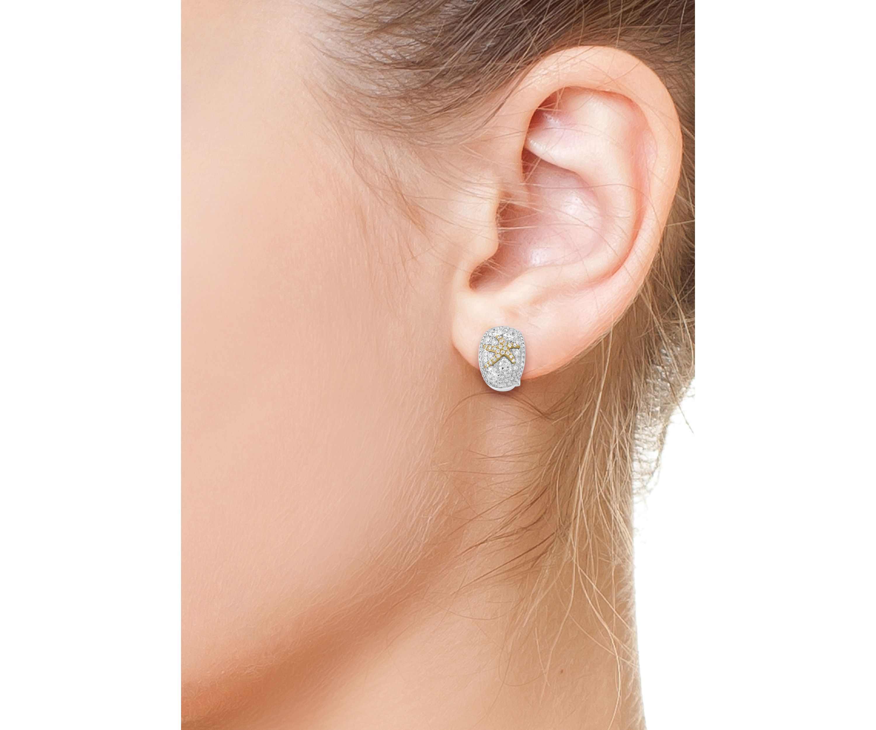 14K White and Yellow Gold Lab Grown Diamond Earrings 