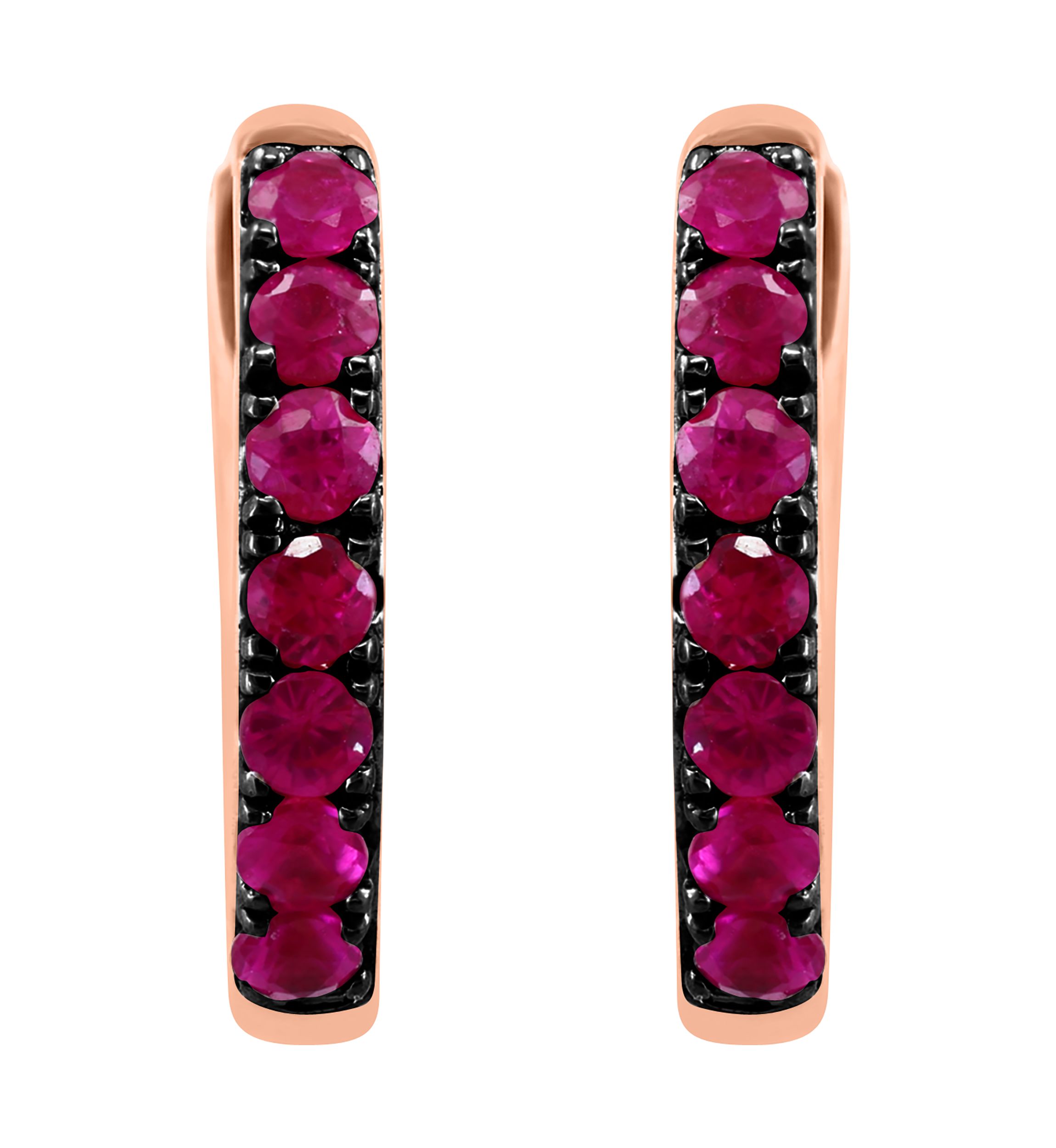 Ruby Hoop Earrings in 14K Rose Gold