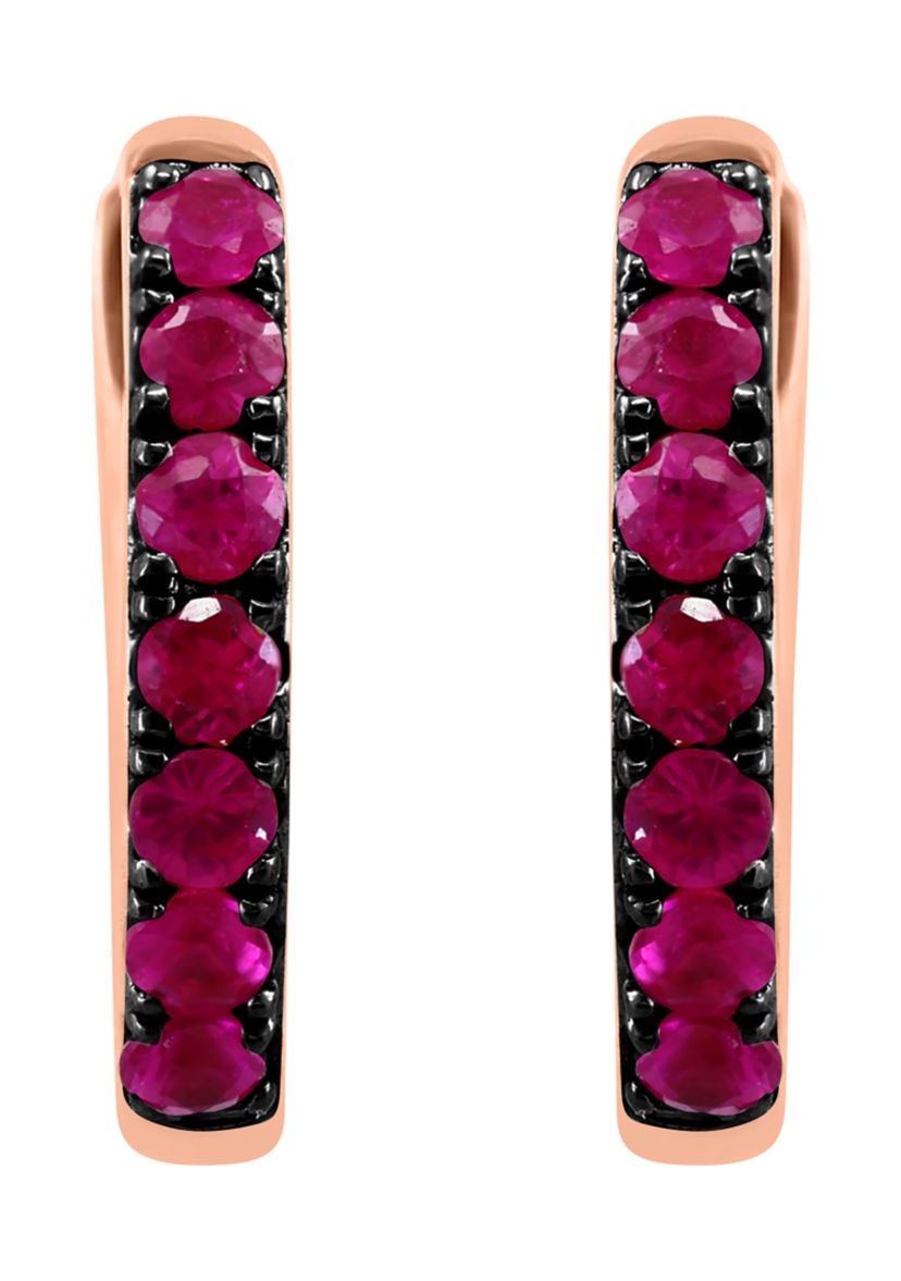 Ruby Hoop Earrings in 14K Rose Gold