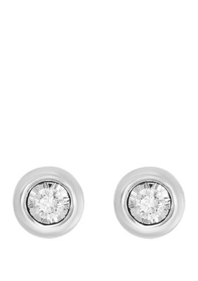 Effy 1/5 Ct. T.w. Diamond Bezel Earrings In 14K White Gold -  0191120081625