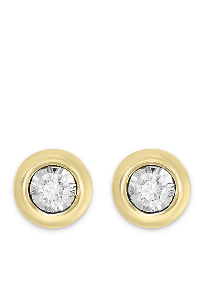 1/5 ct. t.w. Diamond Bezel Illusion Earrings in 14K Yellow Gold