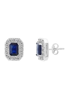 Effy 2.09 Ct. T.w. Sapphires And 1/5 Ct. T.w. Diamonds Earrings In 14K White Gold