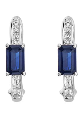 Effy 3/4 Ct. T.w. Sapphire And 1/10 Ct. T.w. Diamond Earrings In 14K White Gold
