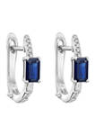 3/4 ct. t.w. Sapphire and 1/10 ct. t.w. Diamond Earrings in 14K White Gold