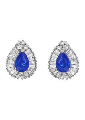 Effy 3/4 Ct. T.w. Diamond And 1 Ct. T.w. Sapphire Earrings In 14K White Gold -  0191120421087