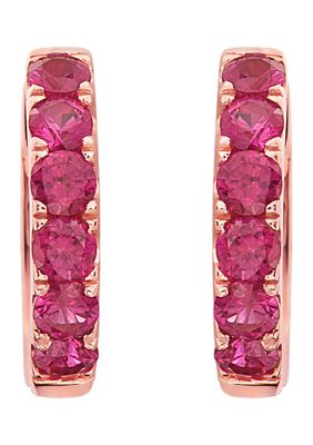 Effy 1/2 Ct. T.w. Ruby Huggie Earrings In 14K Rose Gold
