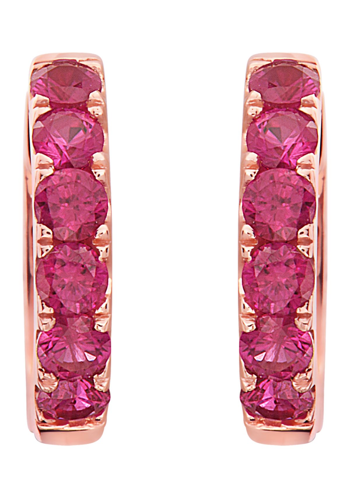 1/2 ct. t.w. Ruby Huggie Earrings in 14k Rose Gold 
