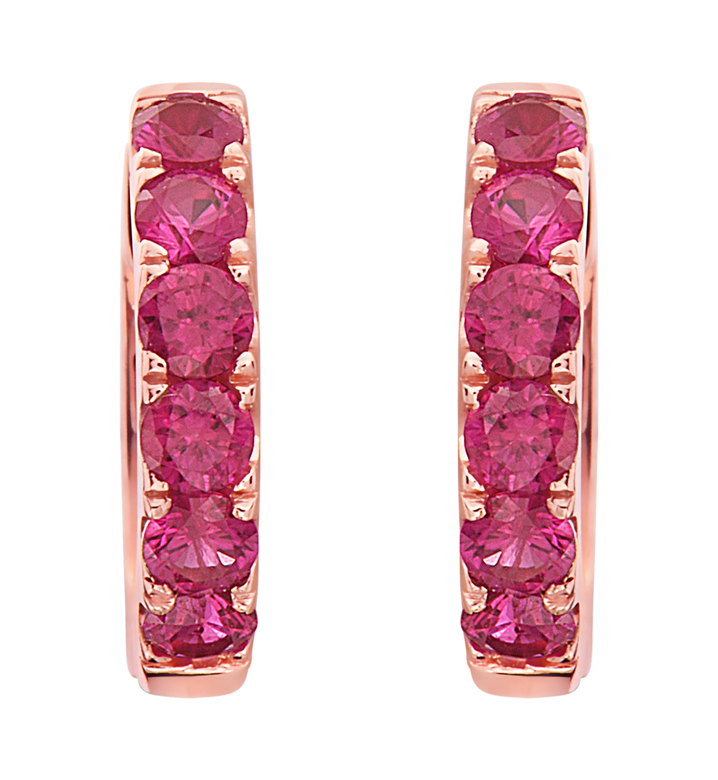 1/2 ct. t.w. Ruby Huggie Earrings in 14k Rose Gold 
