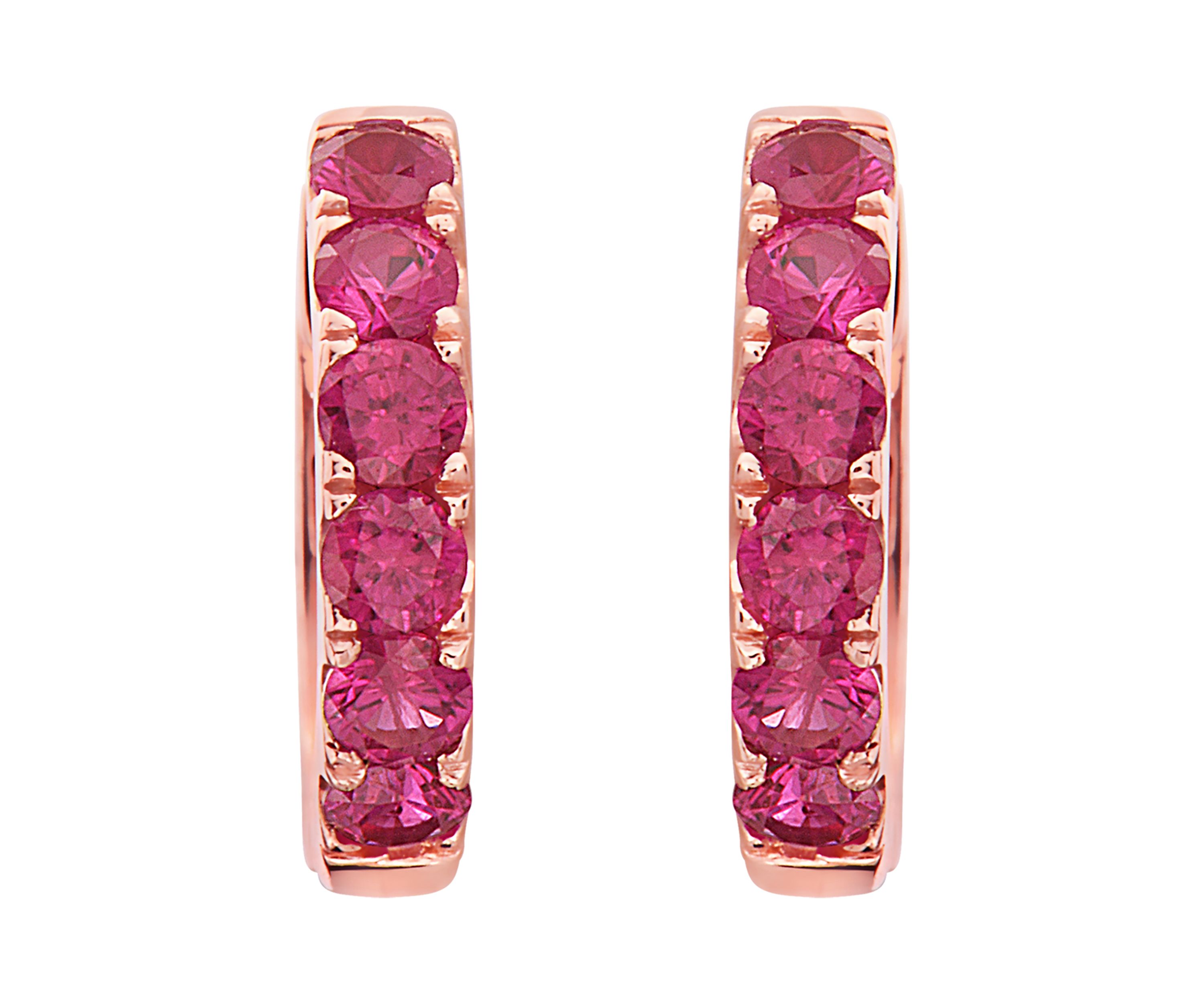 1/2 ct. t.w. Ruby Huggie Earrings in 14k Rose Gold 