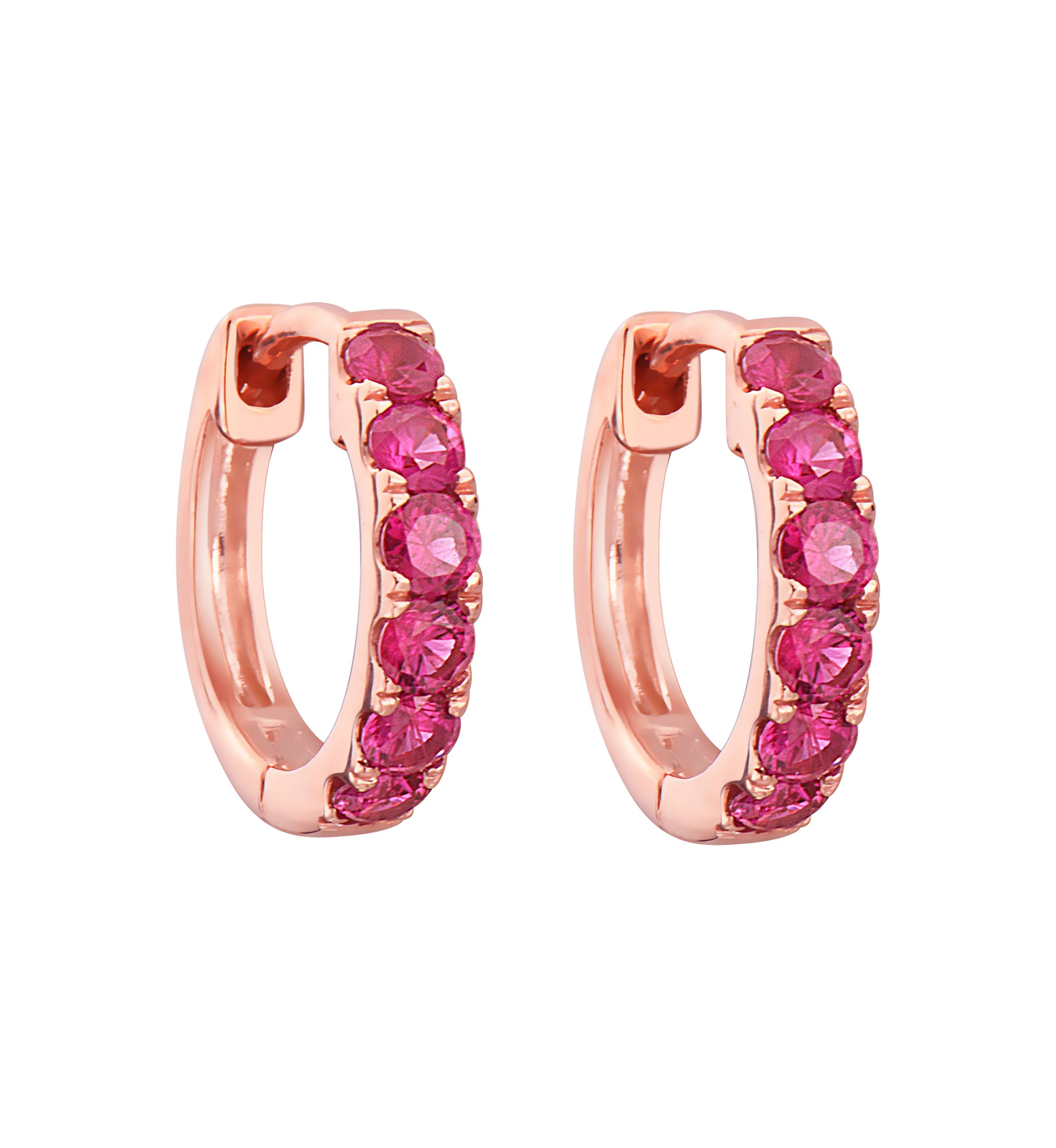 1/2 ct. t.w. Ruby Huggie Earrings in 14k Rose Gold 